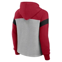 Women's Fanatics Heather Gray/Scarlet San Francisco 49ers Bold Play Call Pullover Hoodie