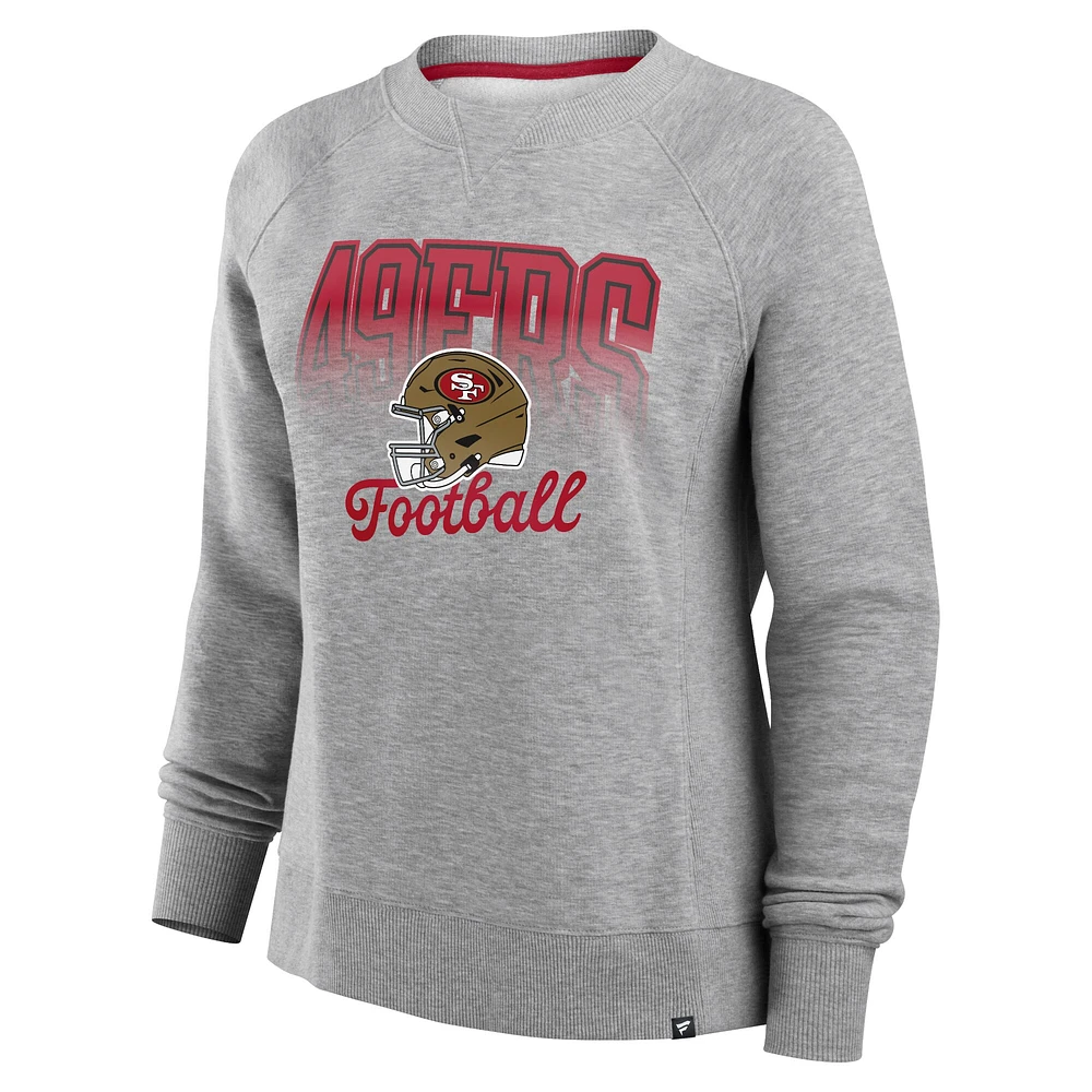 Women's Fanatics Heather Gray San Francisco 49ers Hit Hard Fleece Pullover Sweatshirt