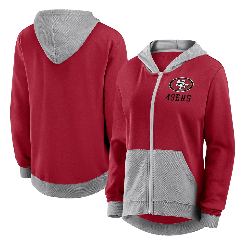 Women's Fanatics Scarlet San Francisco 49ers Hit It Full-Zip Hoodie