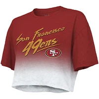 Haut court Majestic Threads George Kittle écarlate/blanc pour femmes, San Francisco 49ers, nom et numéro du joueur, teinture par immersion