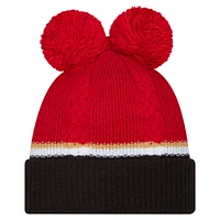 Women's New Era  Scarlet San Francisco 49ers Double Bubble Cuffed Knit Hat with Poms