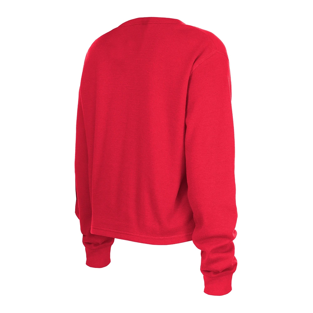 Women's New Era  Scarlet San Francisco 49ers Thermal Crop Long Sleeve T-Shirt