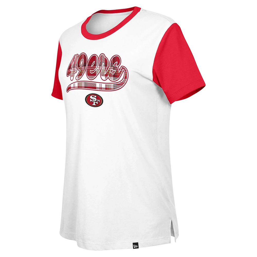 Women's New Era White/Scarlet San Francisco 49ers 3rd Down T-Shirt