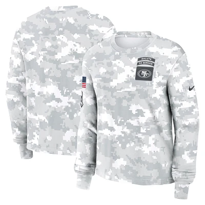 T-shirt Nike Arctic Camo San Francisco 49ers 2024 Salute To Service Performance à manches longues pour femme