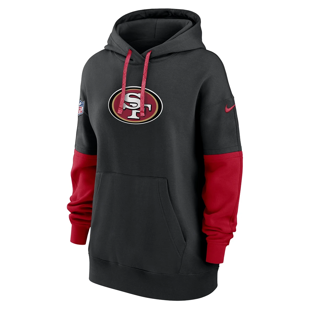Women's Nike Black San Francisco 49ers 2024 Sideline Essential Fleece Pullover Hoodie