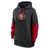 Women's Nike Black San Francisco 49ers 2024 Sideline Essential Fleece Pullover Hoodie