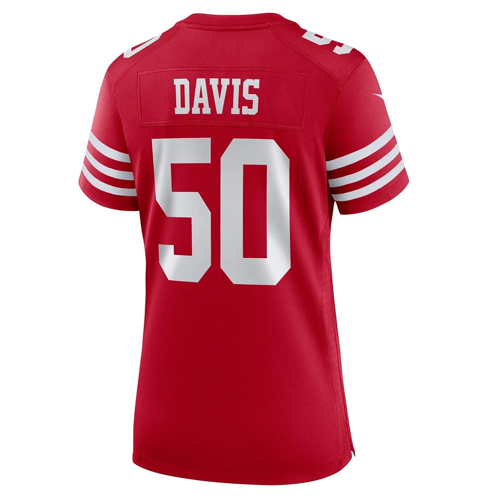 Maillot de match l'équipe Nike Khalil Davis Scarlet San Francisco 49ers pour femme