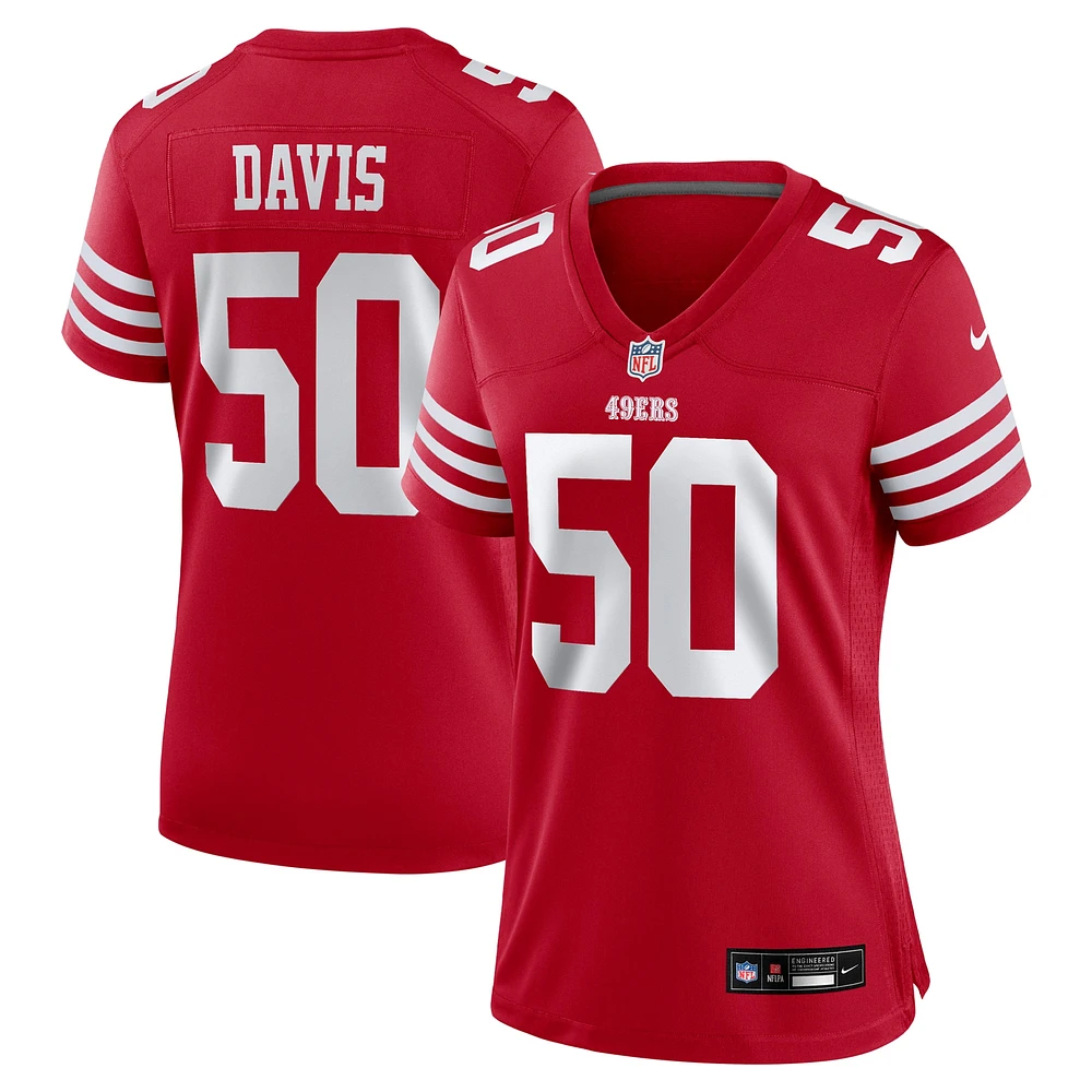 Maillot de match l'équipe Nike Khalil Davis Scarlet San Francisco 49ers pour femme