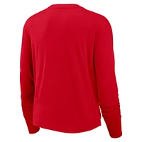 Women's Nike Scarlet San Francisco 49ers Layered Logo Cropped Long Sleeve Fashion T-Shirt
