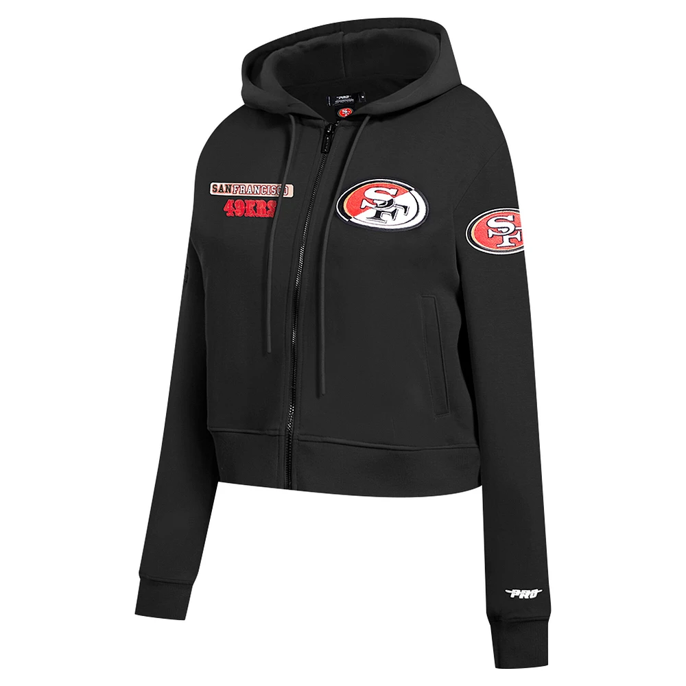 Women's Pro Standard Black San Francisco 49ers Split Logo Full-Zip Hoodie