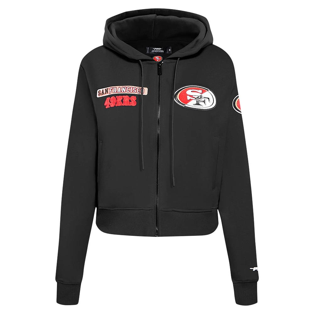 Women's Pro Standard Black San Francisco 49ers Split Logo Full-Zip Hoodie
