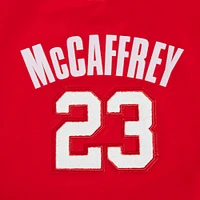Women's Pro Standard Christian McCaffrey Scarlet San Francisco 49ers Player Name & Number Cropped Boxy T-Shirt