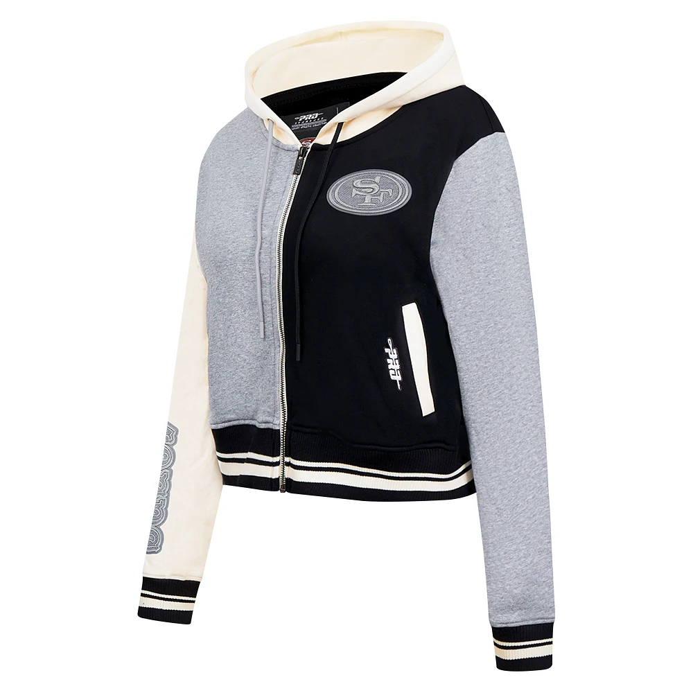 Women's Pro Standard Gray San Francisco 49ers Reverse French Terry Colorblock Full-Zip Hoodie
