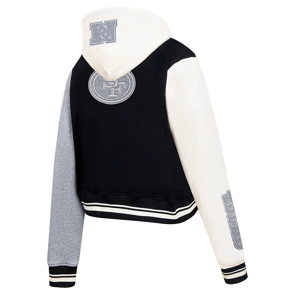 Women's Pro Standard Gray San Francisco 49ers Reverse French Terry Colorblock Full-Zip Hoodie