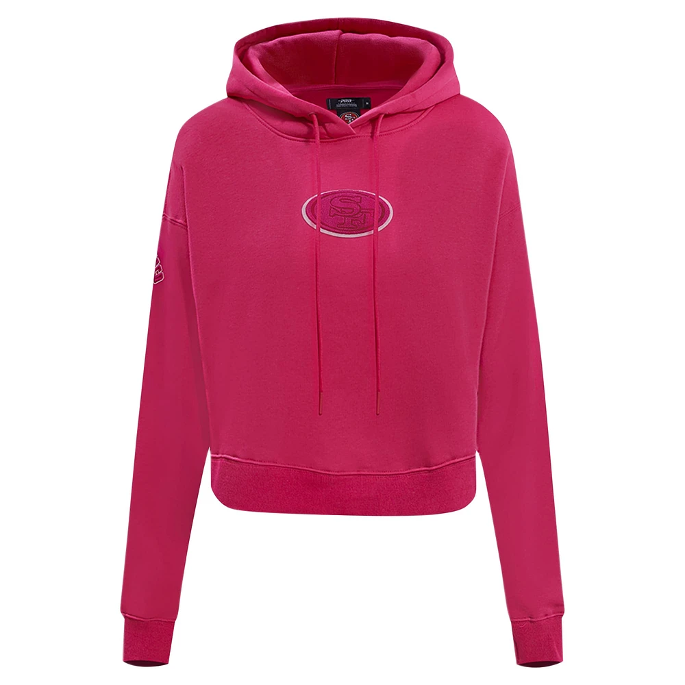 Women's Pro Standard Pink San Francisco 49ers Triple Cropped Fleece Pullover Hoodie