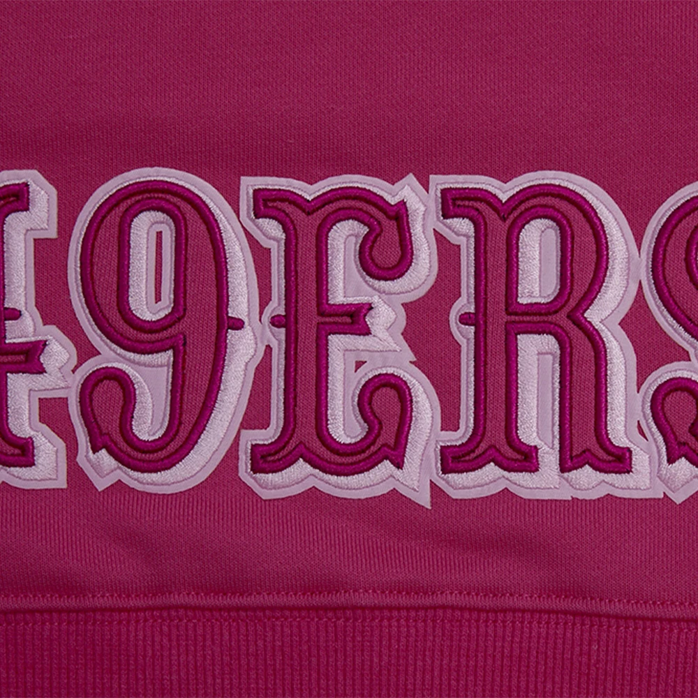 Women's Pro Standard Pink San Francisco 49ers Triple Cropped Fleece Pullover Hoodie
