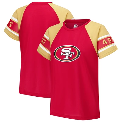 Haut raglan à blocs de couleurs Starter Red San Francisco 49ers 1st Rounder pour femmes