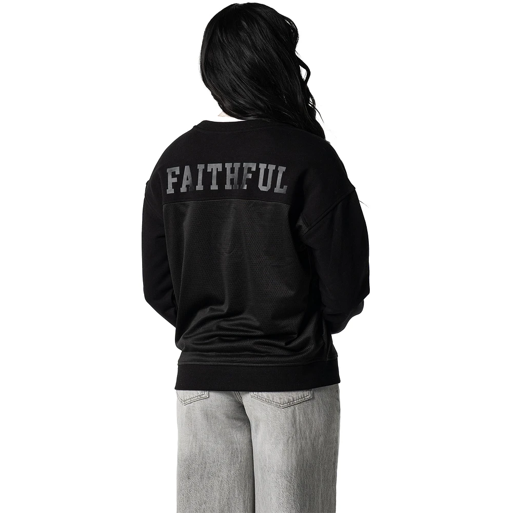 Women's The Wild Collective Black San Francisco 49ers Long Sleeve Knit Pullover Sweatshirt