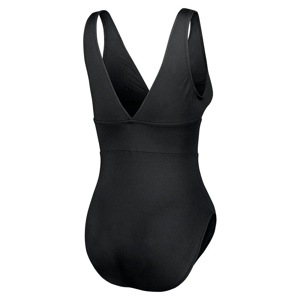 Maillot de bain une pièce moderne à col en V pour femme Tommy Bahama noir San Francisco 49ers Palm