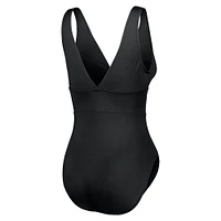 Maillot de bain une pièce moderne à col en V pour femme Tommy Bahama noir San Francisco 49ers Palm