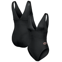 Maillot de bain une pièce moderne à col en V pour femme Tommy Bahama noir San Francisco 49ers Palm