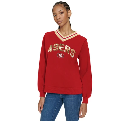 Sweat-shirt à col en V Alice Scarlet San Francisco 49ers pour femme Tommy Hilfiger