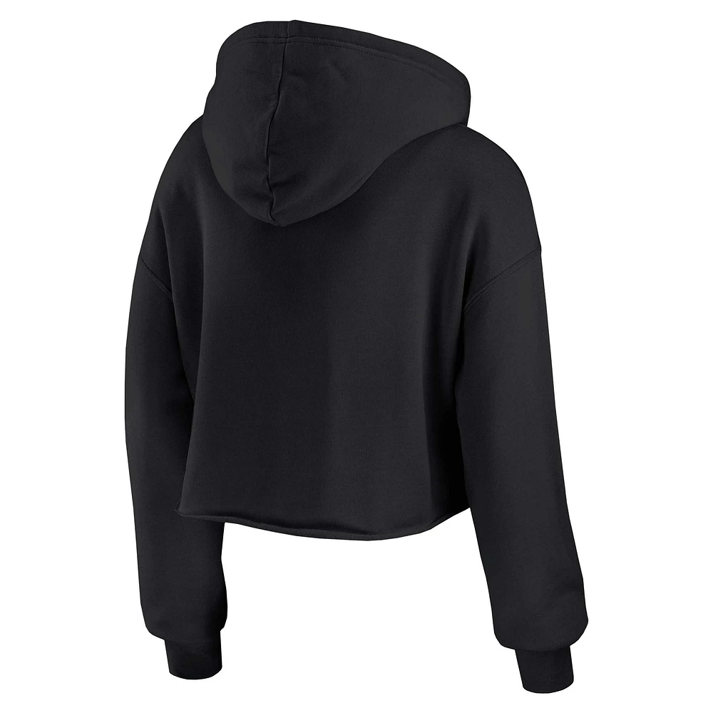 Women's WEAR by Erin Andrews Black San Francisco 49ers Prime Cropped Pullover Hoodie