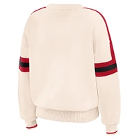 Women's WEAR by Erin Andrews  Cream San Francisco 49ers Stripe Pullover Sweater