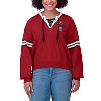 Women's WEAR by Erin Andrews Scarlet San Francisco 49ers Lace-Up Pullover Sweatshirt