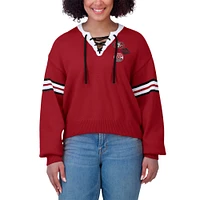 Women's WEAR by Erin Andrews Scarlet  San Francisco 49ers Lace-Up Sweater