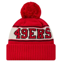 Youth New Era Scarlet San Francisco 49ers Retro Cuffed Knit Hat with Pom
