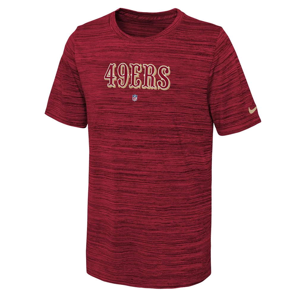 Youth Nike Scarlet San Francisco 49ers Team Sideline Velocity Performance T-Shirt