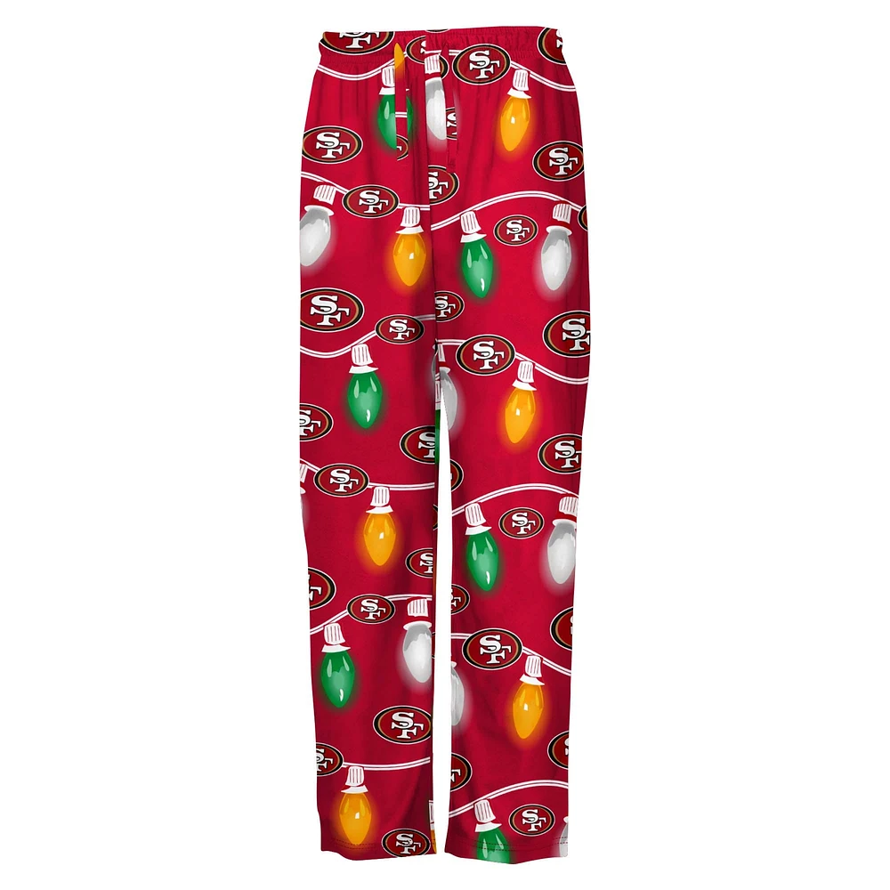Youth San Francisco 49ers Two-Piece Garland Holiday Long Sleeve Pajama Set