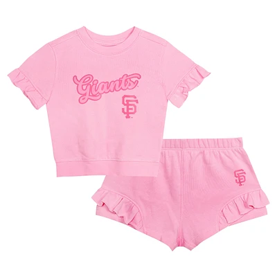 Ensemble t-shirt et short rose pour filles fanatiques des Giants de San Francisco
