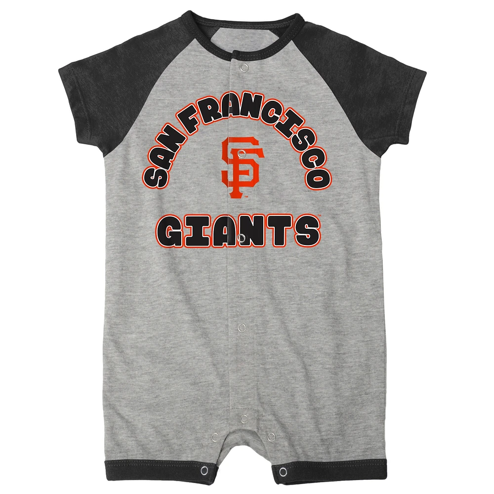 Infant  Heather Gray San Francisco Giants Extra Base Hit Raglan Full-Snap Romper