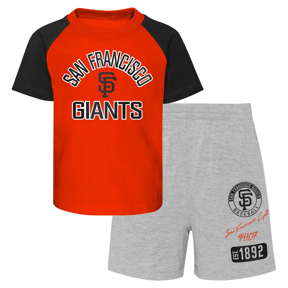 Ensemble t-shirt et short à manches raglan des Giants de San Francisco pour bébé orange/gris chiné