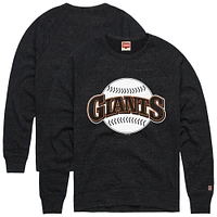 Men's Homage  Charcoal San Francisco Giants Retro Tri-Blend Pullover Sweatshirt