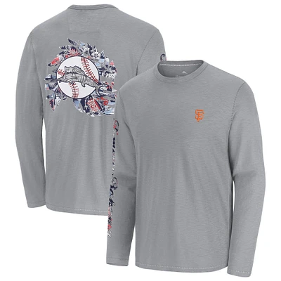T-shirt à manches longues Tommy Bahama gris pour homme San Francisco Giants Tropic Curveball Lux