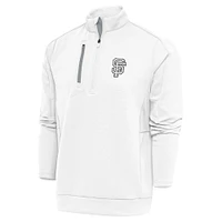 Men's Antigua White San Francisco Giants Metallic Generation Quarter-Zip Pullover Top