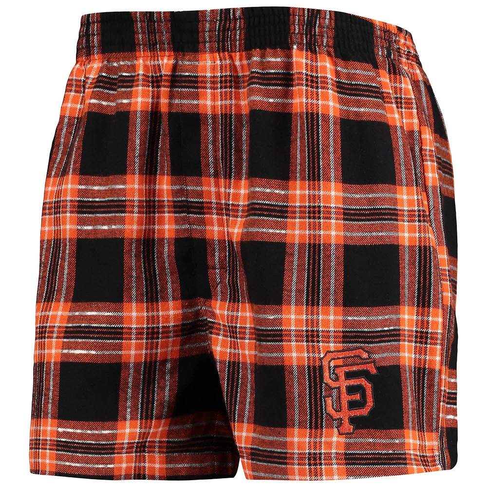 Men's Concepts Sport Black/Orange San Francisco Giants Takeaway Flannel Boxers