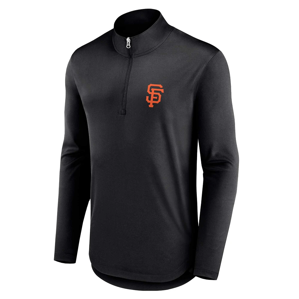 Men's Fanatics Black San Francisco Giants Quarterback Quarter-Zip Top
