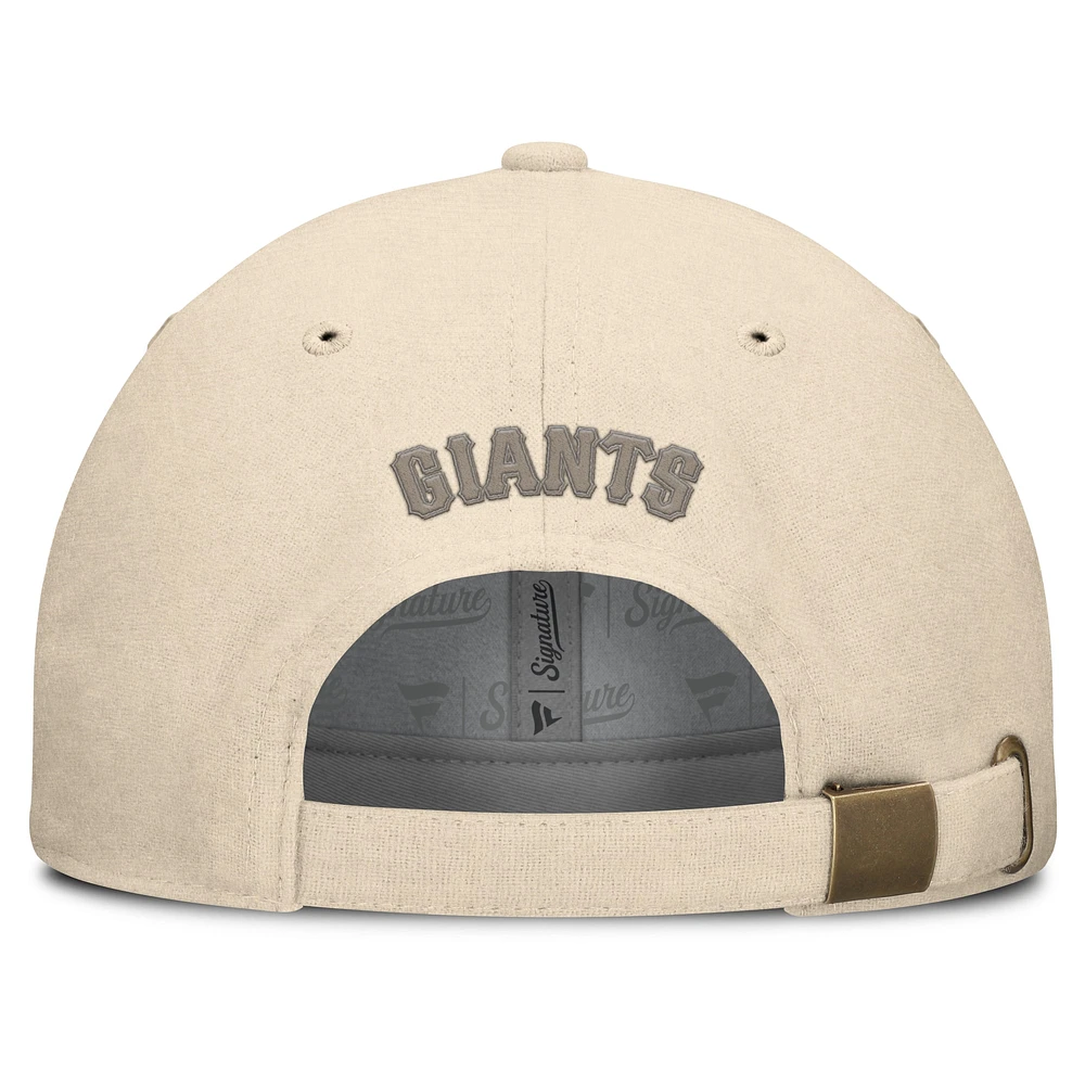 Men's Fanatics Cream San Francisco Giants Front Office Leather Patch Adjustable Hat