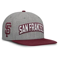 Men's Fanatics Gray/Maroon San Francisco Giants Elements Felt Chainstitch Snapback Hat