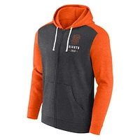 Men's Fanatics Heathered Charcoal/Heathered Orange San Francisco Giants Blown Away Full-Zip Hoodie