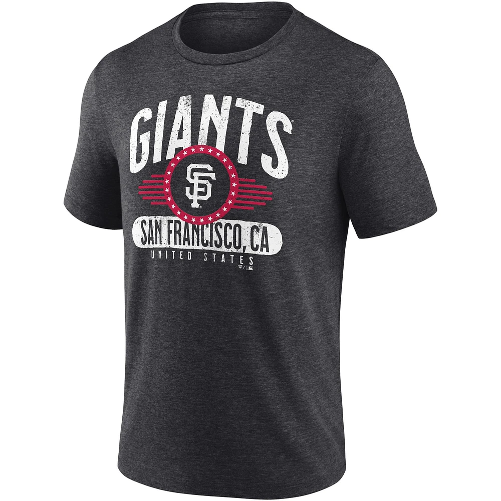Men's Heathered Charcoal San Francisco Giants Badge of Honor Tri-Blend T-Shirt