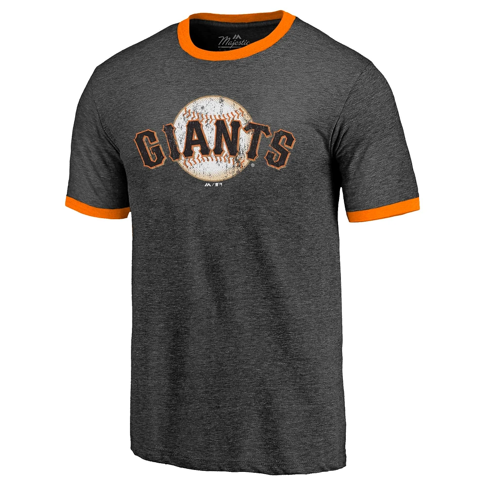 Men's Majestic Threads Black San Francisco Giants Ringer Tri-Blend T-Shirt