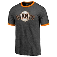 Men's Majestic Threads Black San Francisco Giants Ringer Tri-Blend T-Shirt