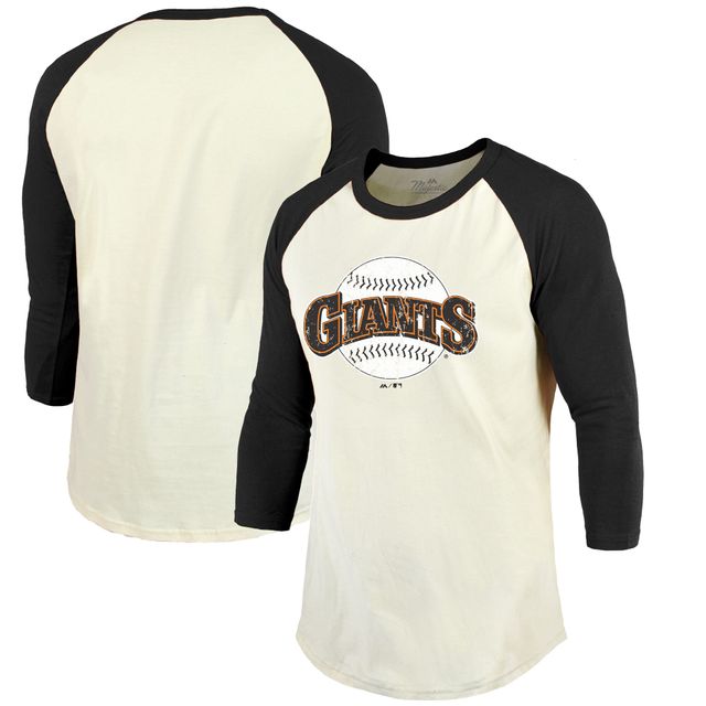 T-shirt à manches 3/4 raglan Majestic Threads pour homme San Francisco Giants Collection Cooperstown crème/noir