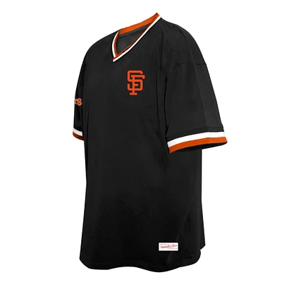 T-shirt col V noir Mitchell & Ness pour homme, taille grande et grande, des Giants de San Francisco