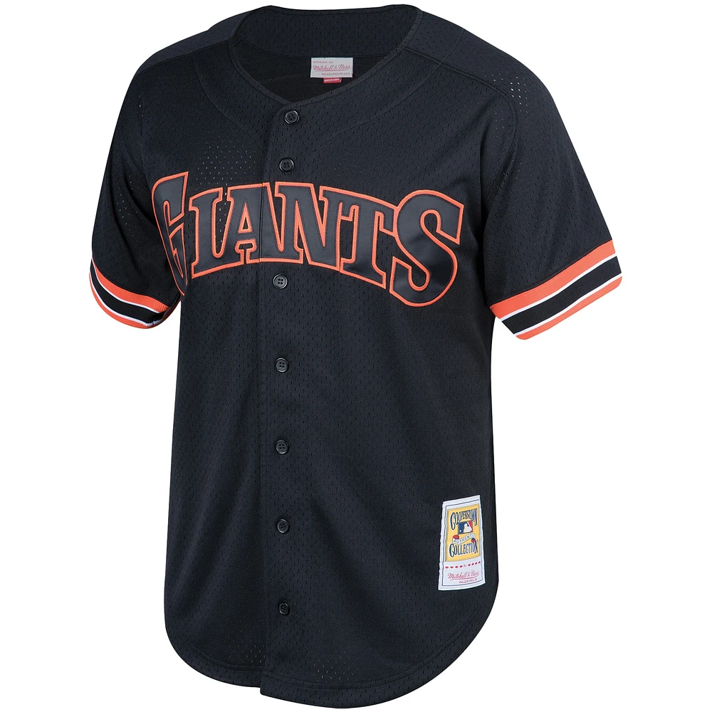 Men's Mitchell & Ness Will Clark Black San Francisco Giants Cooperstown Collection Mesh Batting Practice Button-Up Jersey